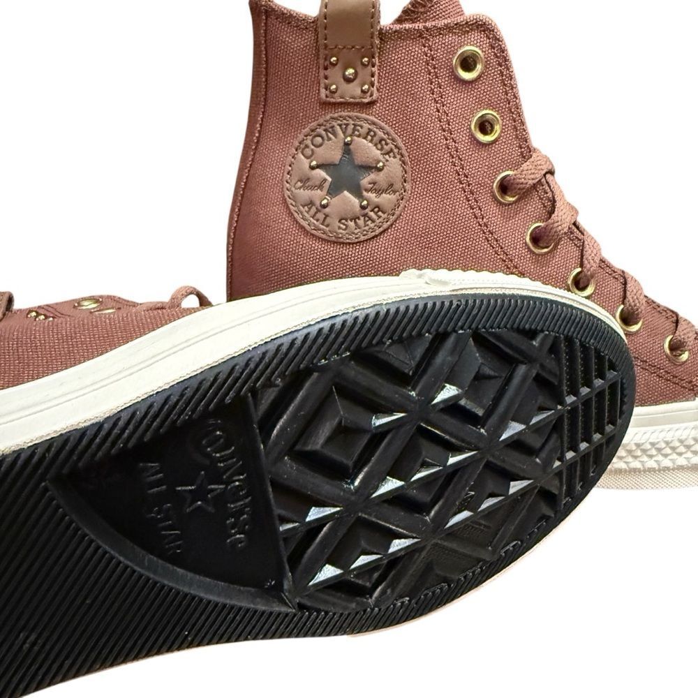 LAST Converse Chuck Taylor All Star Wedge Platform Studded Western Brown Sz 7.5 - Picture 8 of 12
